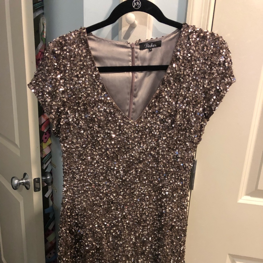 Parker Black Label Bronzed Gold Sequin Dress - image 1